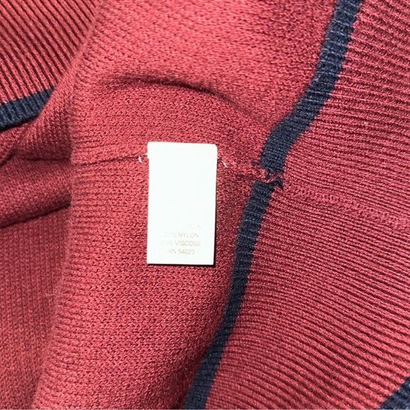Banana Republic x Mad Men L Burgundy Navy Knit Full Zip Cardigan Sweater - Picture 11 of 13